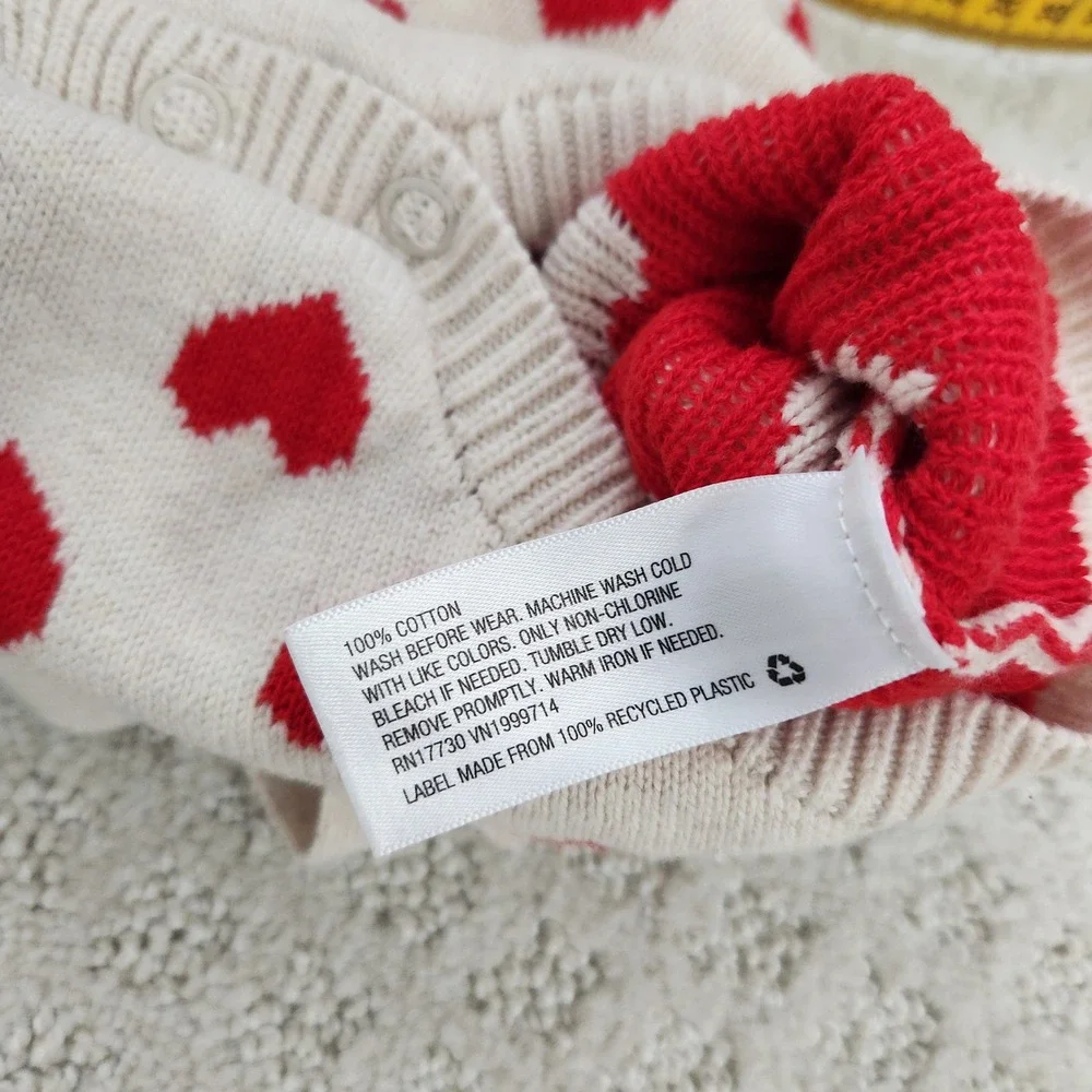Baby Girl Knit Heart Romper size 3-6M Valentine's Day Sunsuit‎
